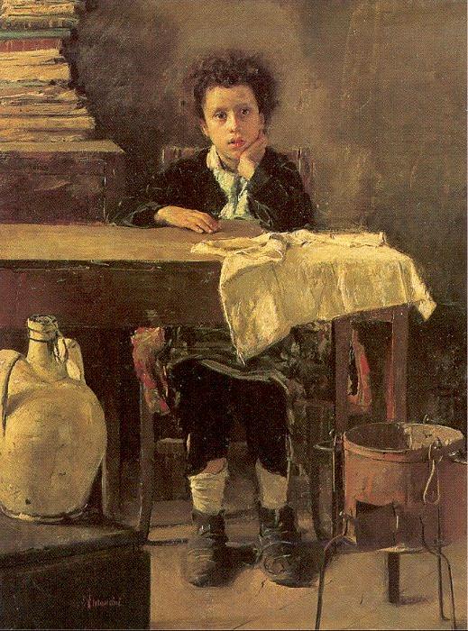 Mancini, Antonio The Poor Schoolboy Germany oil painting art